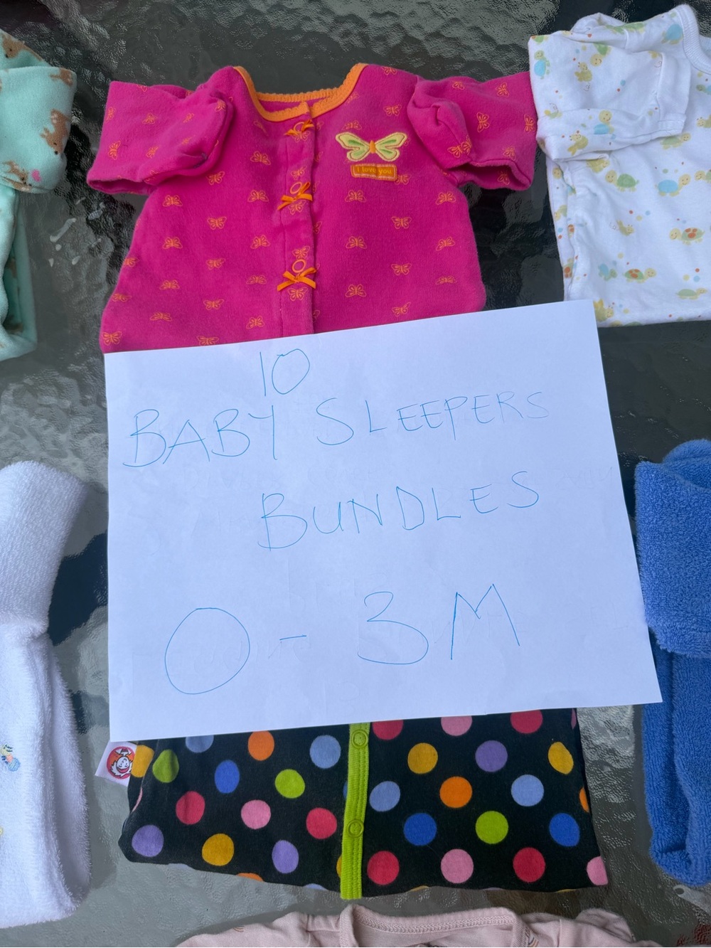 10 Piece Multicolor sleepers bundle  0-3M